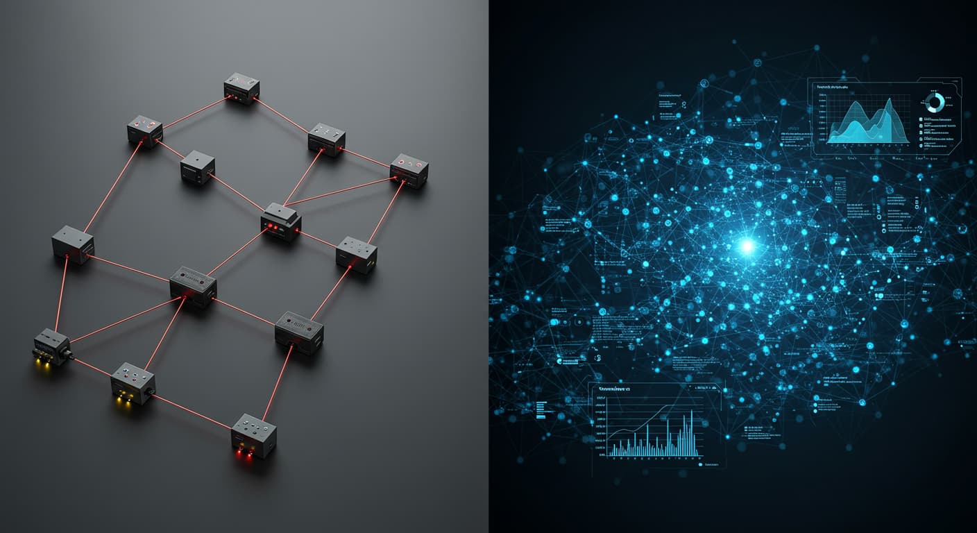 Pantalla de computadora con un diagrama de red, ilustrando el monitoreo de LAN y WAN