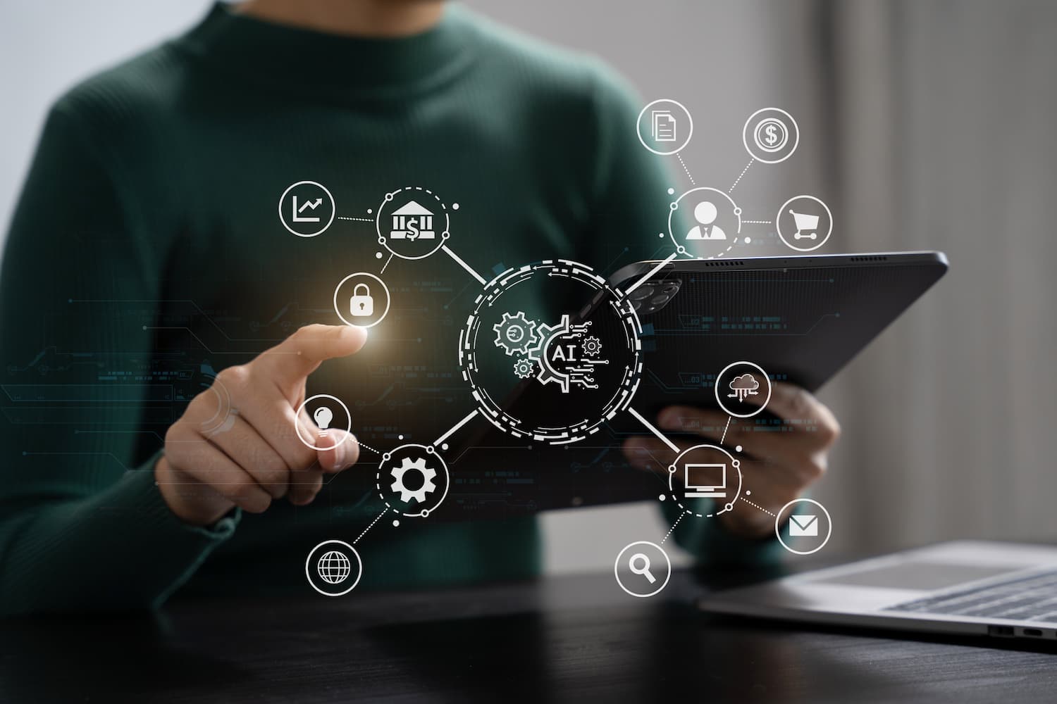 Innovación tecnológica que une inteligencia artificial, seguridad y servicios en la nube para una experiencia digital avanzada con Cloud connectivity.