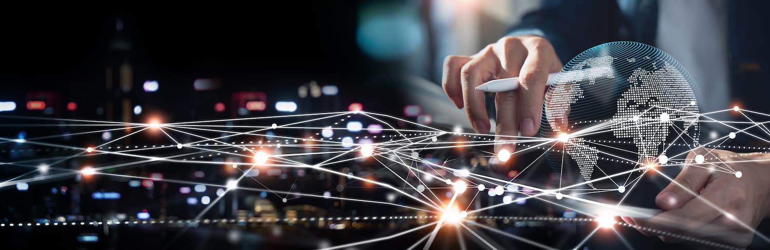 El futuro de la Internet de las cosas, representado por dispositivos conectados y tecnología avanzada.