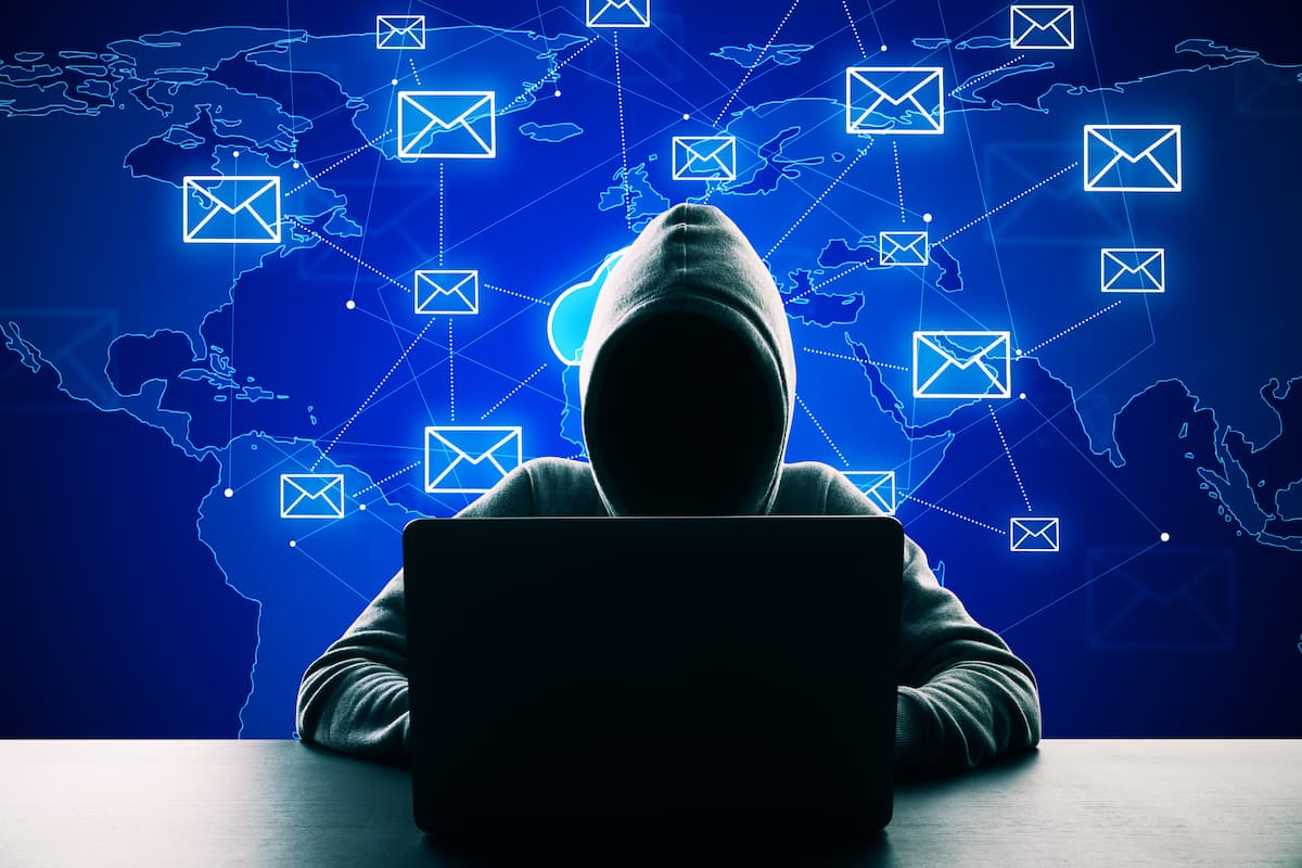 Illustration depicting phishing as a cyber security threat to businesses, highlighting the risks of online scams and fraud.