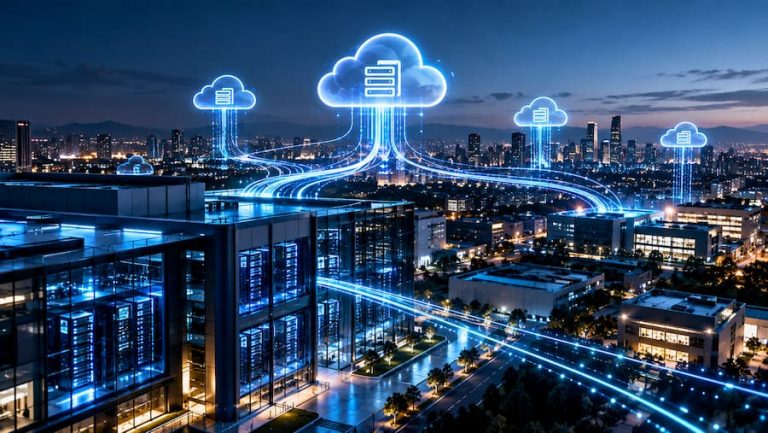 Imagen que representa la IA infraestructura en la computación en la nube del futuro.
